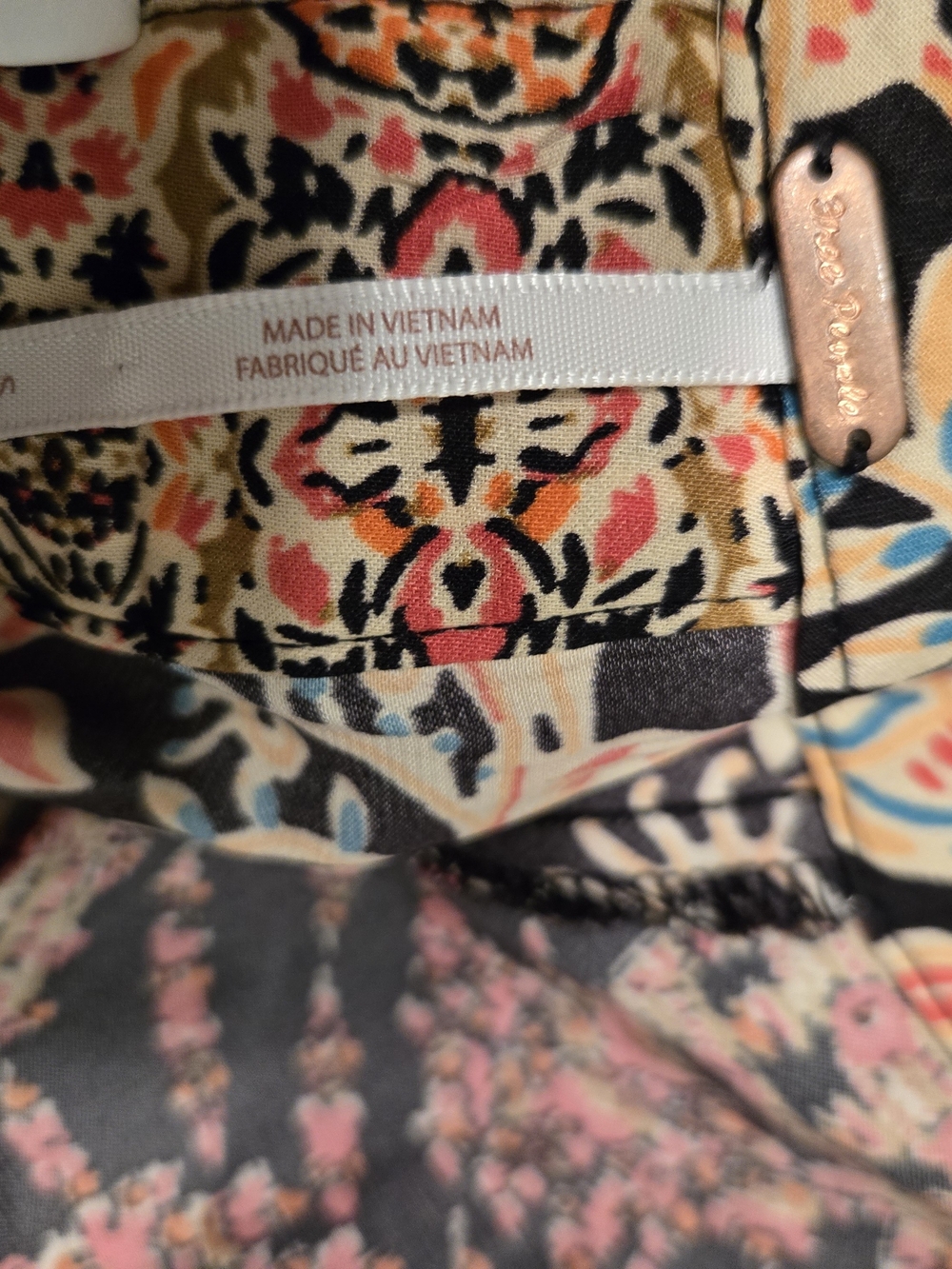 Free People Black Floral Boho Maxi Dress with Peach and Teal Accents - Picture 6 of 7